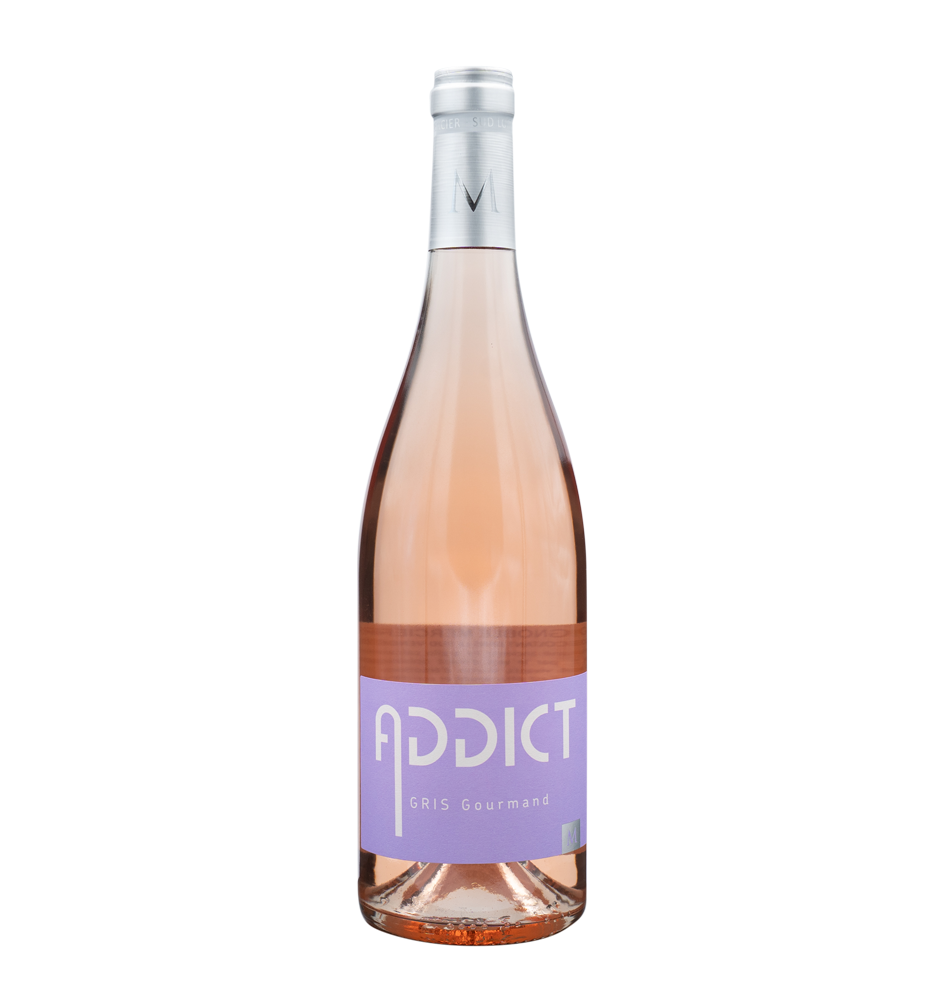 Photo de notre vin rosé Addict Gris en bouteille, vendu en ligne Photo de notre vin rosé Addict Gris en bouteille, vendu en ligne