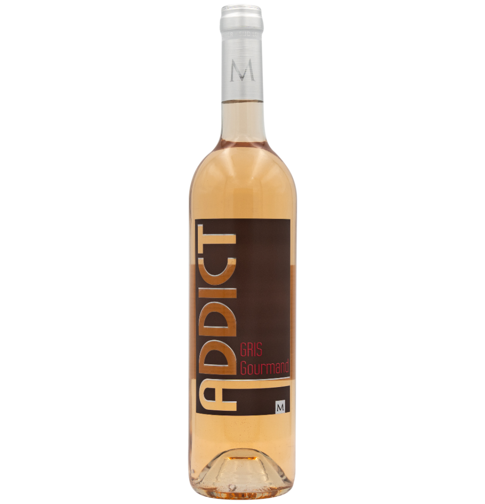Photo de notre vin rosé Addict Gris en bouteille, vendu en ligne Photo de notre vin rosé Addict Gris en bouteille, vendu en ligne